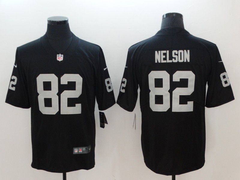 Men Oakland Raiders 82 Nelson Black two generation 2024 Nike Vapor Limited NFL Jersey style 1